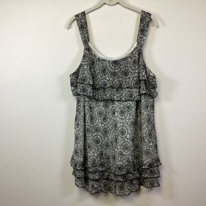 Lane Bryant Black White Sleeveless Layered Ruffle Blouse Top Shirt Size 18/20W